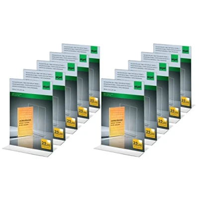 Immagine di SIGEL TA220 Porta avvisi da tavolo / brochure banco, con base a T, acrilico, per A4, 10 pz