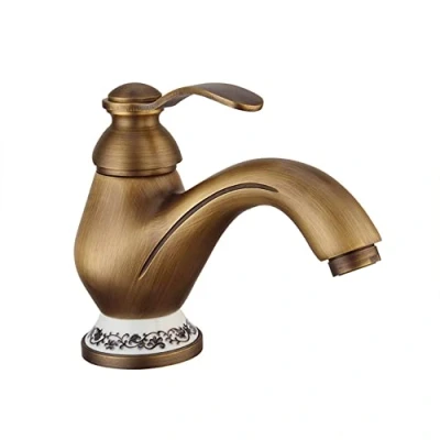 Immagine di FW Rubinetto Bagno Elegant Miscelatore Monocomando Lavabo Antico Ottone Lavabo, Regolazione A Caldo E Freddo Bidet, Valvola in Ceramica, Bronzo