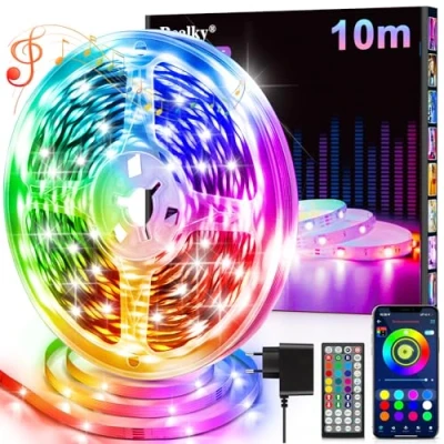 Immagine di Striscia LED, 10 Metri Multicolor Luci Camera da Letto, Bluetooth APP Controllato RGB Strisce Strip Led Fancy Musica Sincronizza per Decorare Bar, Festa, Cucina Casa, Gaming Room