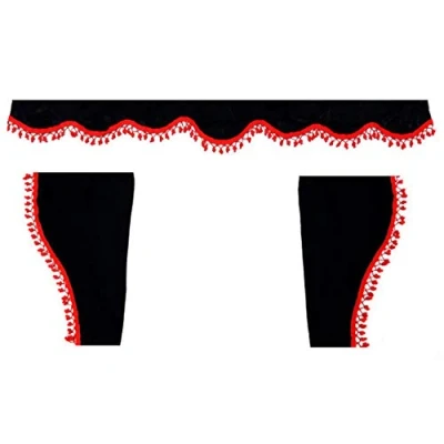 Immagine di Sertplas Tendine per camion, adatte a tutti i modelli decorazione interna di colore bianco con pompon neri