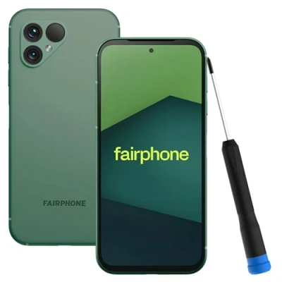 Immagine di Fairphone 5 5G Smartphone sostenibile (display da 6,46, doppia fotocamera 50 MP, 6GB/128GB, 4200 mAh, Android 14), verde muschio
