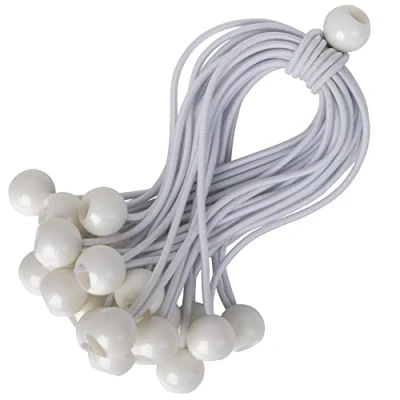 Immagine di PRETEX Corde Elastiche con Sfere Set 25pcs x 23cm Elastici sfera universali Portapacchi Pesanti Perfette per il Campeggio Cinghie Teloni Bianco