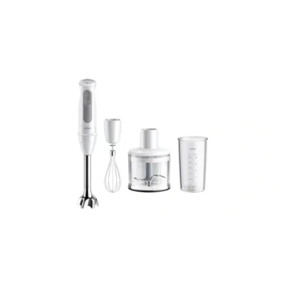Immagine di Braun MultiQuick 5 MQ50.236M, Minipimer con Tecnologia PowerBell Plus, 21 Velocità+Turbo, Sistema EasyClick per Accessori, Tritatutto 500ml, Frusta in Acciaio Inox e Bicchiere 600ml, 1000W, Bianco