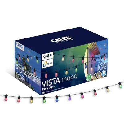 Immagine di Calex Ghirlanda luminosa LED Vibey, lunghezza 10 m, telecomando, RGBIC, CCT