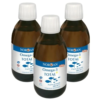 Immagine di NORSAN TOTAL Omega 3 liquido senza reflusso 3x200 ml I Fish oil 2000mg Olio di pesce naturale IFOS ad alto dosaggio EPA DHA &amp; 800 UI vitamina D3