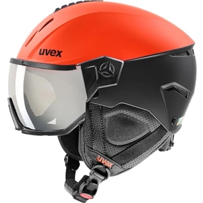 Immagine di uvex instinct visor, casco da sci robusto unisex, con visiera, regolazione individuale delle dimensioni, fierce red, black matt, 53 55 cm