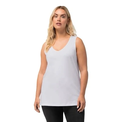 Immagine di Ulla Popken Top con Scollo a V, Classico Maglietta, Bianco Neve, 52/54 IT Donna