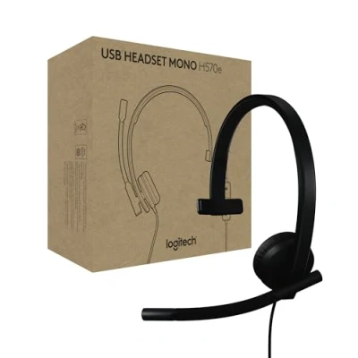 Immagine di Logitech H570e cuffia con microfono per PC e Mac, cablata USB A audio mono, microfoni cancellazione del rumore, controlli sul cavo, certificata Microsoft Teams, nera