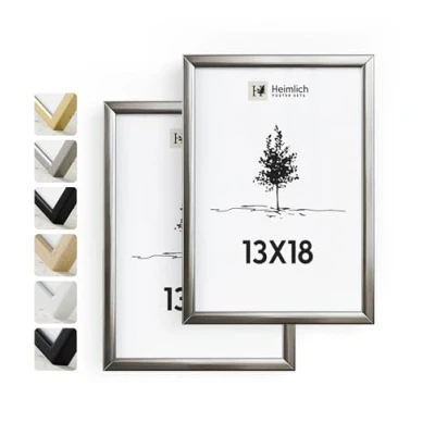 Immagine di Heimlich® 2x Cornice 13x18 cm in metallo argento champagne per documenti Grande Collage alluminio