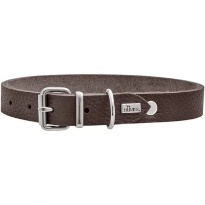 Immagine di HUNTER Collare per cani Grenada in pelle, colore marrone scuro, realizzato a mano Germania, allenamento e uso quotidiano, robusto, confortevole, design semplice ed elegante, misura 60,