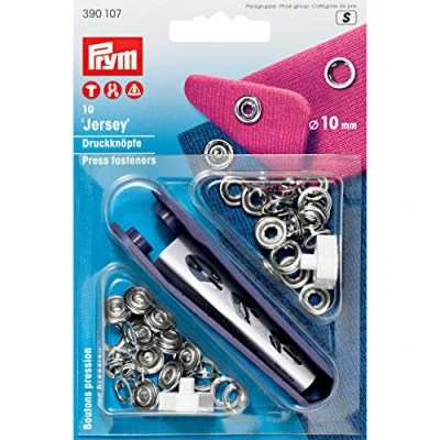 Immagine di Prym Nähfrei Druckknopf Jersey Zackenring, Messing Bottoni A Pressione, Plastic, Argento, 10 mm, silberfarbig, Stück, unità