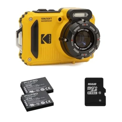 Immagine di Kodak Pixpro WPZ2 + 2 Akku microSD Bundle Fotocamera digitale 15 Megapixel Zoom ottico: 4 x Giallo incl. Batteria, Flash, Scheda di memoria