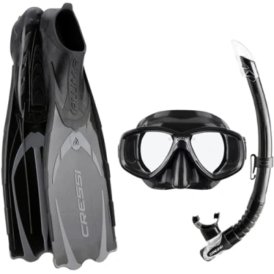 Immagine di Cressi Pluma Bag, Set per Immersioni, Apnea e Snorkeling Unisex Adulto, Nero/Argento, 35/36 EU