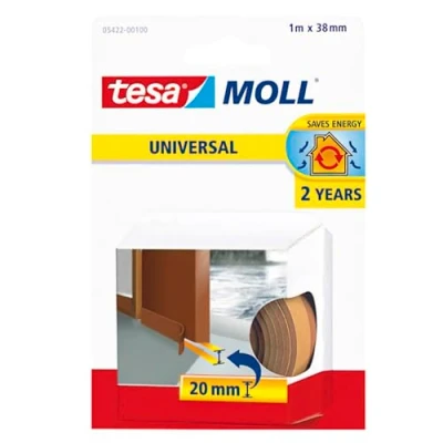 Immagine di tesamoll Universal Paraspifferi per Porte Rotolo adesivo in schiuma Adatto isolare stanze con pavimenti lisci e uniformi Colore: Marrone 100 cm x 38 mm