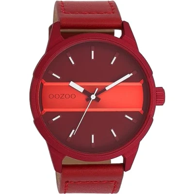 Immagine di Oozoo Timepieces C11230_C11234_Parent Orologio da uomo polso di alta qualità analogico uomo, Dahlia Red/ Fiery Red Fierry /White, cinghia