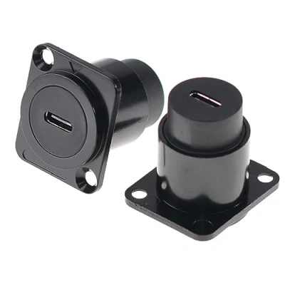 Immagine di HangTon Connettore accoppiatore impermeabile USB C di tipo C, presa a pannello per cavi in linea D, estensione femmina femmina, passaggio paratia IP65