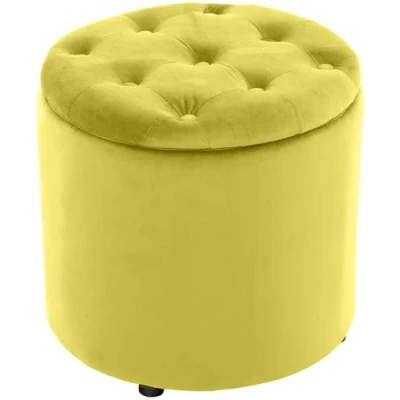 Immagine di Pouf Contenitore Pantin in Velluto Design Chesterfield I Poggiapiedi Divano con Coperchio Sgabello Puff Piedini, Colore:Giallo