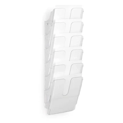 Immagine di Durable Flexiplus Duo set di dispenser per brochure, formato A4 verticale, trasparente, 6 scomparti con 2 fissaggio, suddivisione individuale