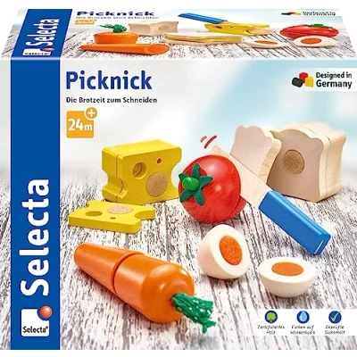 Immagine di Selecta Giocattolo “Picknick in legno, set di cucina, 13 pezzi, 62020
