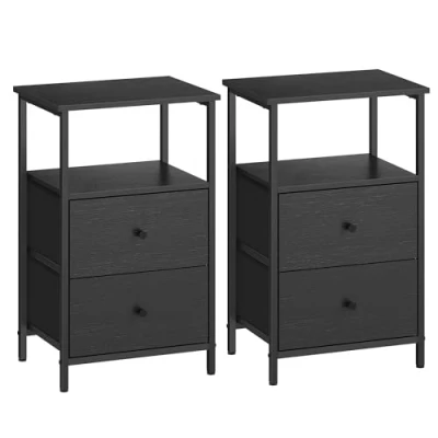 Immagine di VASAGLE Comodini, Tavolino con 2 Cassetti in Tessuto, Alto 61 cm, Ripiano Portaoggetti, per Soggiorno Camera da Letto, Cenere, Inchiostro e Nero Opaco LGS225B21, Set di prodottos