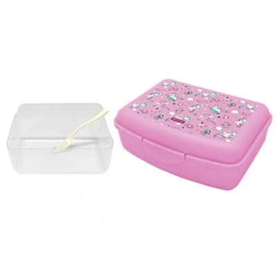Immagine di NERTHUS FIH 1226 Lunchbox per bambini unicorni, leggera e facile da pulire con divisore forchetta
