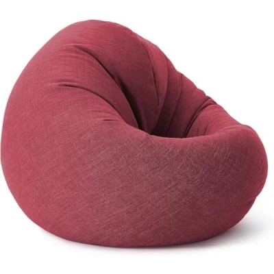 Immagine di Lumaland Interior Line Poltrona a sacco 120 x 80 75 cm Pouf 2 in 1 per interni Con imbottitura da 300 l Rivestimento effetto lino [Rosso]
