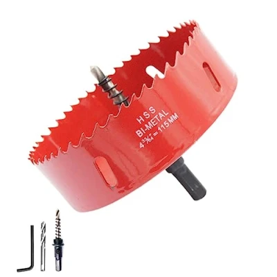 Immagine di Hole Saw Drill Bit HSS Cutter with Arbor for Wood and Metal LAIWEI (4 1/2&quot;(115mm))
