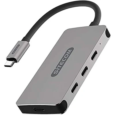 Immagine di Sitecom CN 386 USB C Hub 4 Porte da Maschio a 3X 3.1 + 1x con Power Delivery Ports in Alluminio