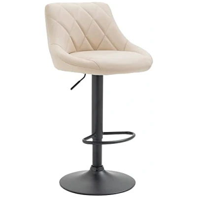 Immagine di CLP Sgabello Design Imbottito Lazio in Similpelle I Girevole con Poggiapiedi Sedia Alta Cucina Regolabile 83 104 CM, Colore:Crema, Colore del Telaio:Nero