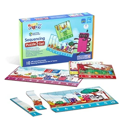 Immagine di Learning Resources Set Sequenze Numberblocks, matematico, 10 didattici Double Face in Una Confezione (20 Puzzle), dai 3 Anni avanti, Multicolore, HM95403 UK