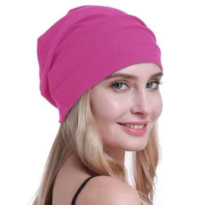 Immagine di osvyo Cotone Chemo Cappelli Soft Caps Cancro Copricapo per le donne perdita di capelli sigillati imballaggio, FUSCIA PINK, Taglia unica