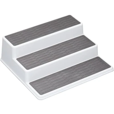 Immagine di Copco Basics Portaspezie a 3 Ripiani per Armadio Interno, Organizzatore Antiscivolo da Cucina, 26 x 23 8,5cm, Bianco/Grigio