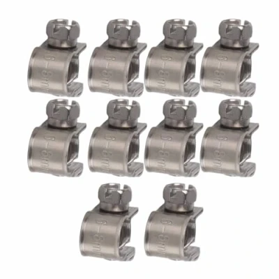 Immagine di Fydun 10pz Fascetta stringitubo in acciaio inossidabile Mini tubo di alimentazione Morsetto per flessibile a parete sottile piccole dimensioni (6 8Mm) + t bolt clamp