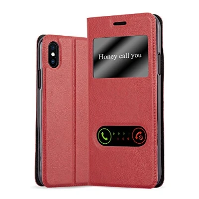 Immagine di Cadorabo Custodia Libro per Apple iPhone X/XS in Rosso Zafferano con Funzione Stand e Chiusura Magnetica Portafoglio Cover Case Wallet Book Etui Protezione