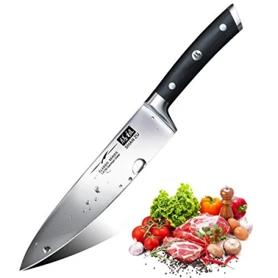 Immagine di SHAN ZU Coltelli da Cucina, Coltello Chef 20 cm, Professionali Giapponese 3 Strati in Affilato Acciaio Inossidabile Tedesco Multiuso con Pakkawood Manico