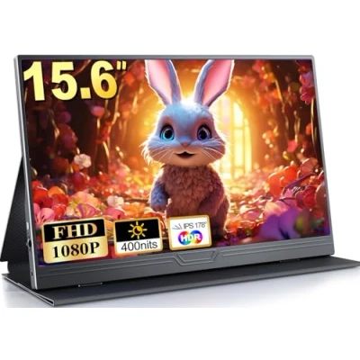 Immagine di MOMODS Monitor Portatile, Schermo Portatile 15,6 pollici 1080P FHD FreeSync, Portable con Mini HDMI USB C, per Laptop PC PS5