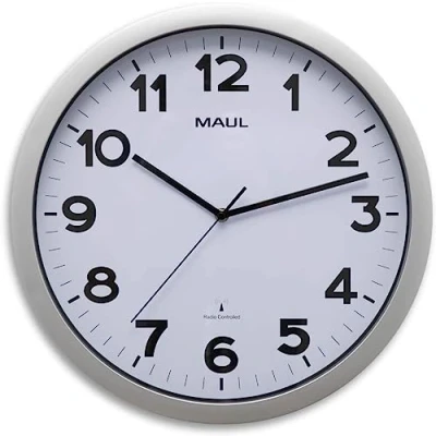 Immagine di Maul Orologio radiocomandato, Vetro plastica, Argento, Diametro 40 cm