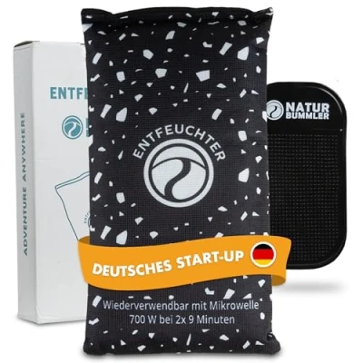 Immagine di Naturbummler ® Deumidificatore XL 1 kg [riutilizzabile ed efficace] con cuscinetto antiscivolo per auto, cuscino l&#039;umidità, accessorio auto