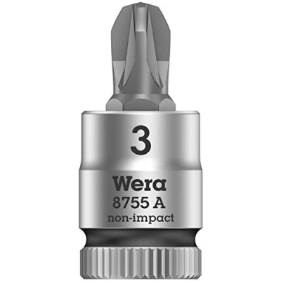 Immagine di Wera 05003355001 8755 A Punta Pozidriv Zyklop 1/4&quot;, 3 x 28 mm, colore: Nero
