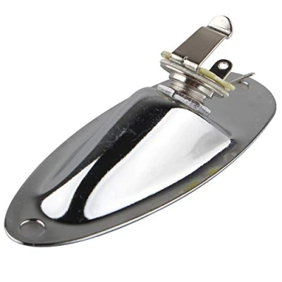 Immagine di Futheda Placchetta con presa jack per chitarra elettrica, stile barca, cromata, viti, e basso, accessorio di ricambio Fender Stratocaster