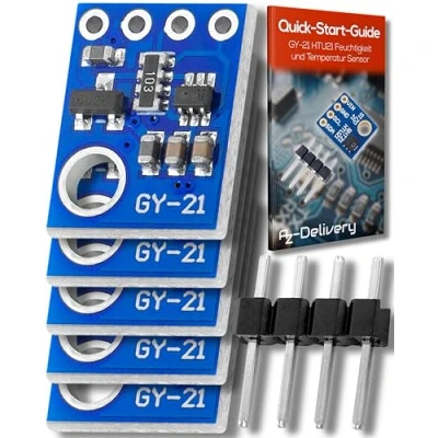 Immagine di AZDelivery 5 x GY 21 HTU21 Sensore di Misurazione Umidità E Temperatura compatibile con Arduino incluso un Book!