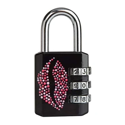 Immagine di Master Lock 1509EURDKISS Lucchetto a combinazione con motivo stampato, 6,2 x 3,2 1,4 cm, colore: nero, cm