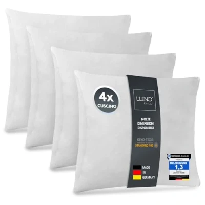 Immagine di LILENO HOME Set di 4 riempimento cuscino 45x45 cm interno lavabile a 40C adatto per allergici in poliestere come divano, la testa