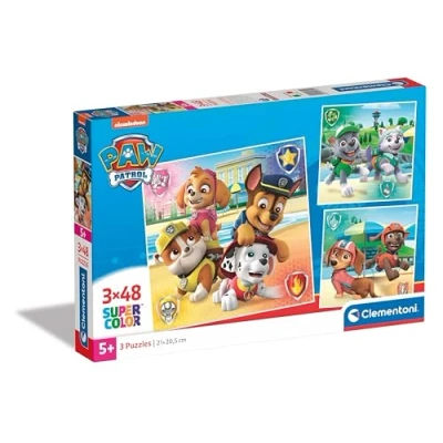 Immagine di Clementoni Paw Patrol Supercolor 3x48 (Include 3 48 Pezzi) Bambini 5 Anni, Puzzle Cartoni Animati, Made in Italy, Multicolore, 25301