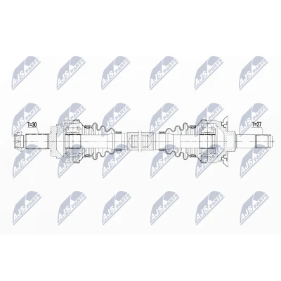 Immagine di NTY NPW BM 087 Albero motore / Semiasse Assale posteriore Dx 833 con dado BMW: 6 Gran Coupe