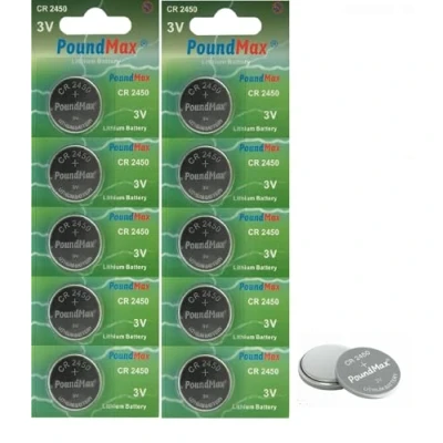 Immagine di PoundMax 2450 CR2450 DL2450 Batterie a bottone al litio, 3 V, confezione da 10