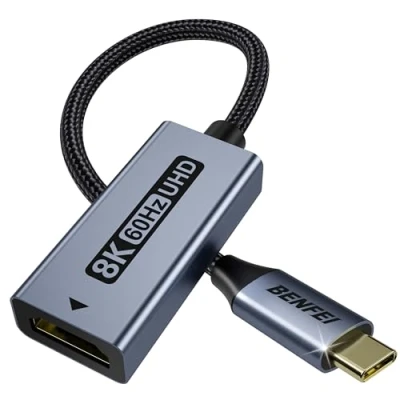 Immagine di BENFEI Adattatore USB C a HDMI 2.1 8K@60Hz/4K@240Hz [Guscio in alluminio, Nylon intrecciato] Compatibile con iPhone 15/16 Pro/Max, MacBook Pro/Air 2023, iPad Pro, Surface Book 2 Altro