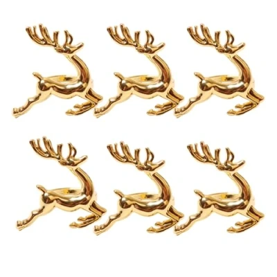 Immagine di CosyAurora Anelli per tovaglioli natalizi portatovaglioli Set da 6, Porta Natale decorazioni tavola feste (Renna dorata, 6 pezzi)