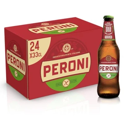 Immagine di Peroni Birra Senza Glutine, Cassa con 24 Birre in Bottiglia da 33 cl, 7.92 L, Gusto Moderatamente Amaro, Gradazione Alcolica 4.7% Vol