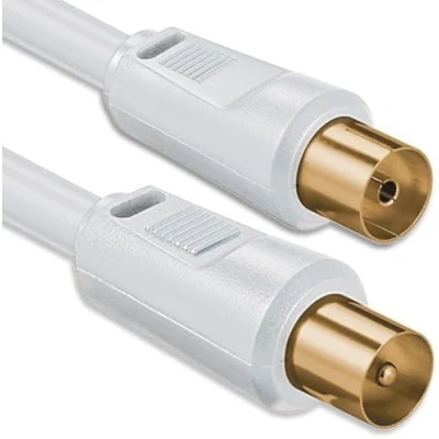 Immagine di 1aTTack.de Cavo per Antenna con connettore coassiale F da Maschio a Femmina, Doppia, Tripla o quadrupla schermatura, 75 Db /85 / 100 110 120 125 Bianco 1,5 m
